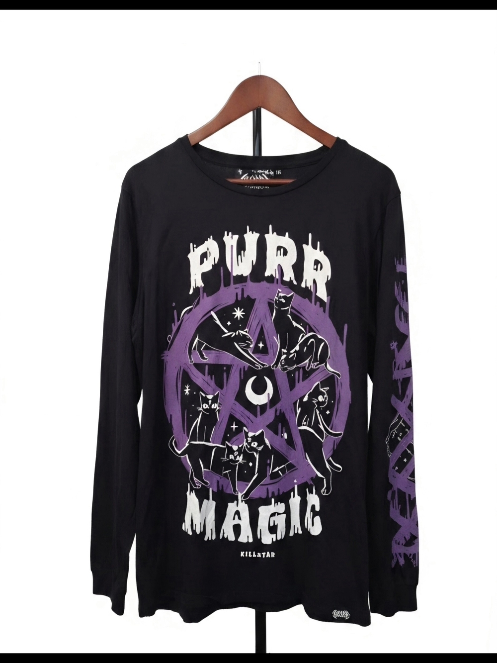 PURR MAGIC Black & Purple Long Sleeve Graphic Tee